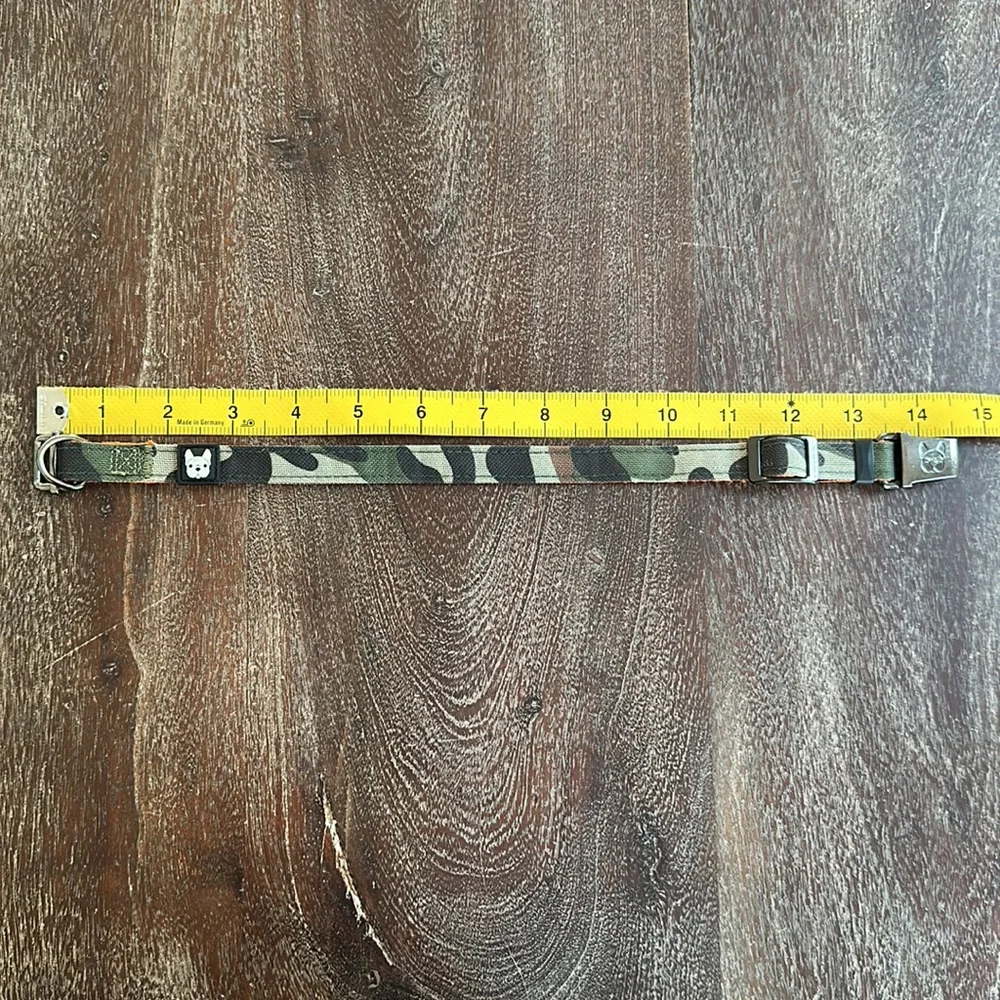 Adjustable Green Camo Dog Collar with Orange Underside Small